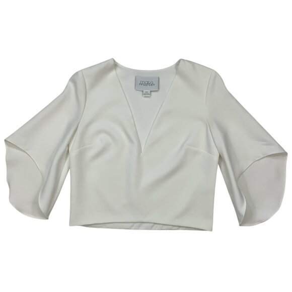 Anthropologie Mare Mare Veronica Cape Blouse 2XS XXS White V-Neck Quiet Luxury - Picture 14 of 14